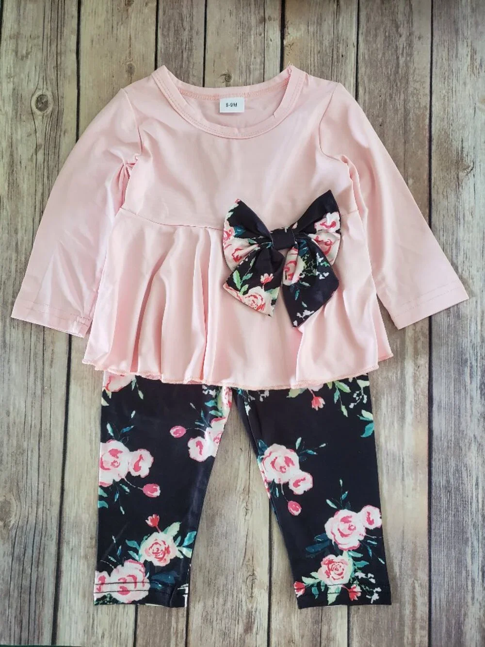 Baby Girl Pink Floral Top And Pant Set Size 6-9M